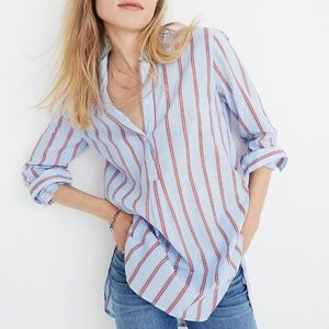 Madewell Wellspring Striped Tunic Popover Shirt
